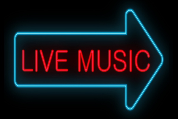 Neon live music sign.