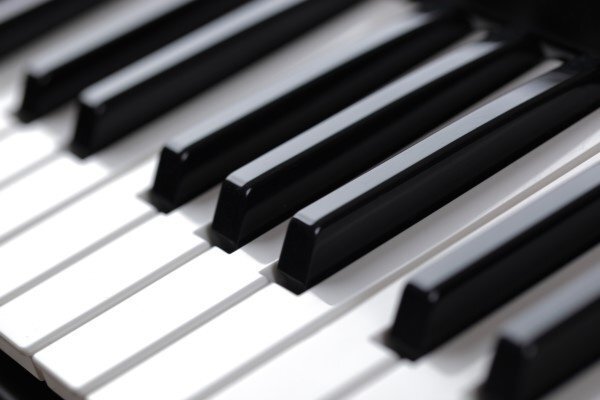 Close up of piano keys.