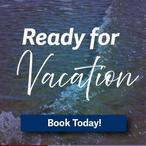 the words ready for vacation are overlaided with water